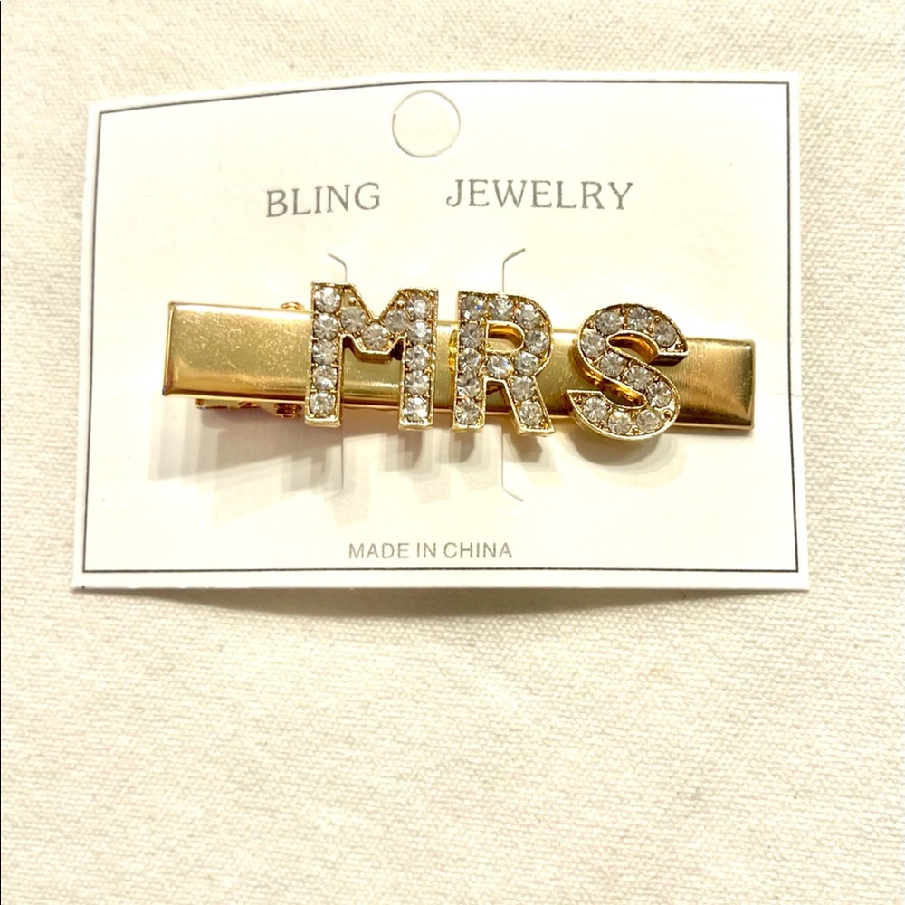 “MRS” bride hair clip